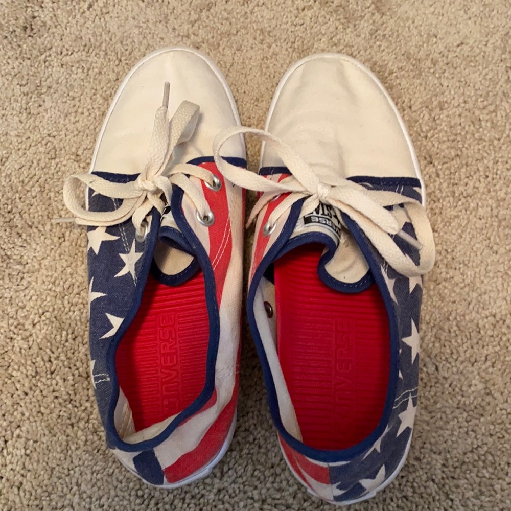 Red, White, and Blue Stars and Stripes Converse